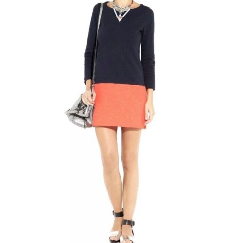 J.Crew Women’s Size Medium Blue Coral Pink Color Block Long Sleeve Mini Dress
